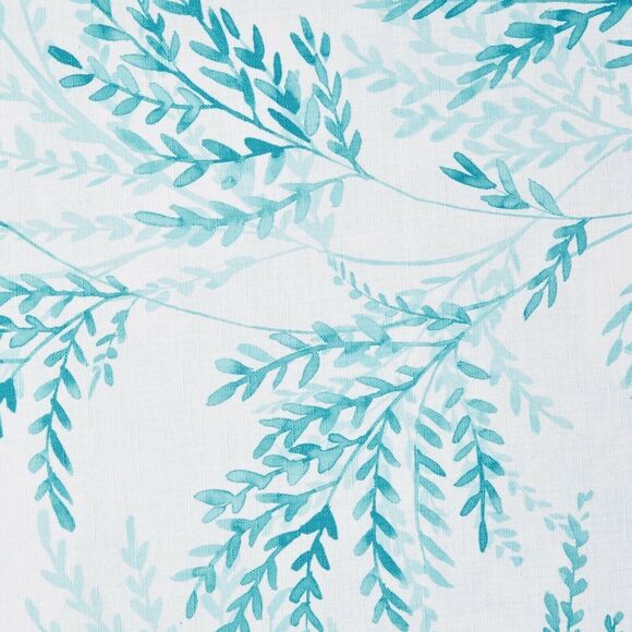Maiden Hair Fabric Tablecloth White Teal Botanical Leaves 52" x 70" Kitchen Gift - Picture 3 of 4